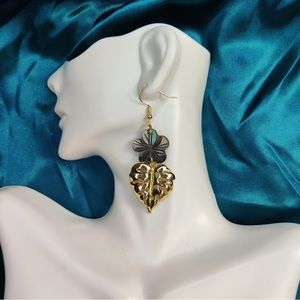 Earrings, Plumeria Flower, Gold